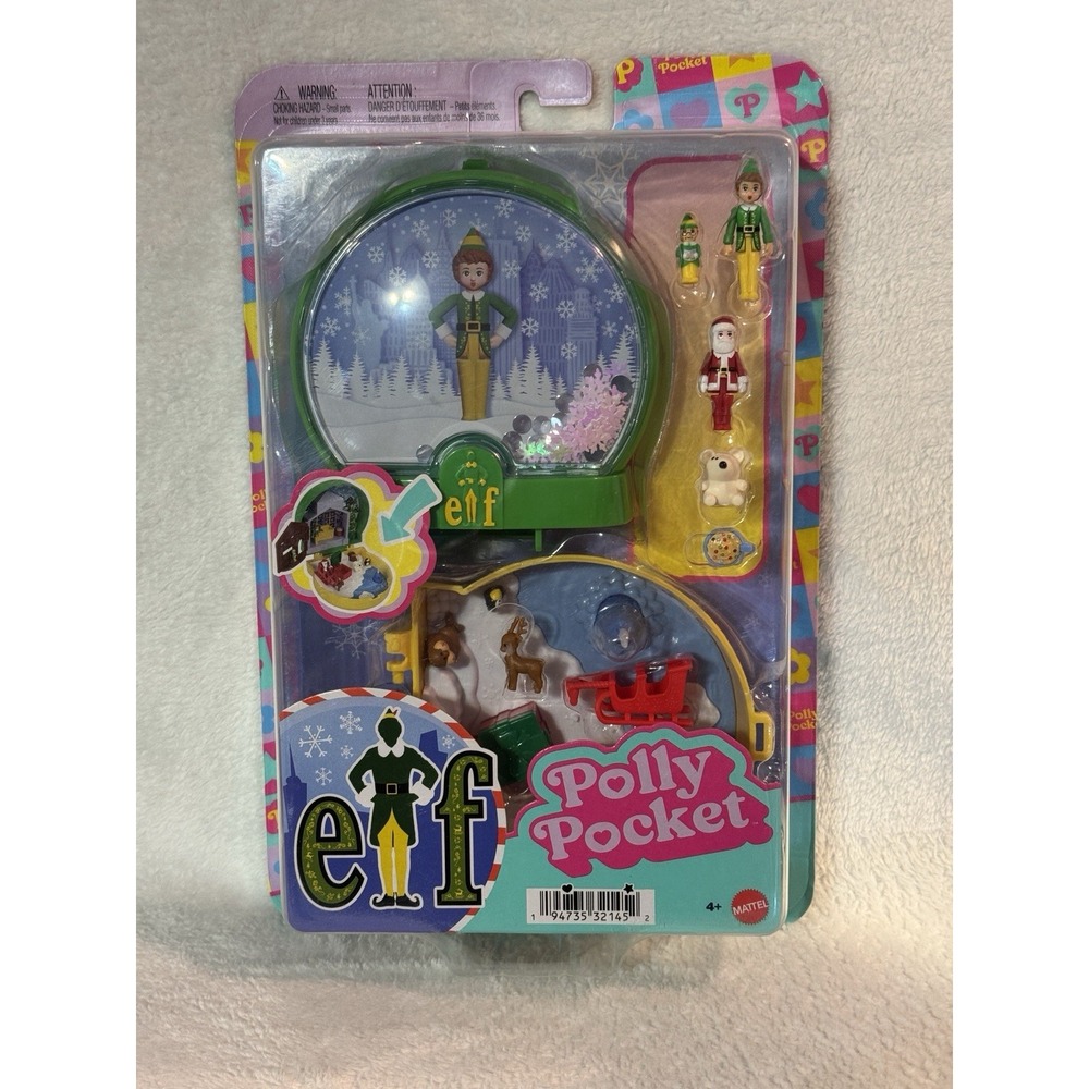 2025 ELF Movie Polly Pocket BUDDY & SANTA Micro Dolls CHRISTMAS Compact NEW